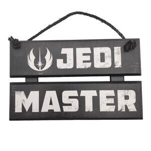 Star Wars: Jedi Master Wooden Sign w Rope. Hanging Star Wars Sign Wall Decor.